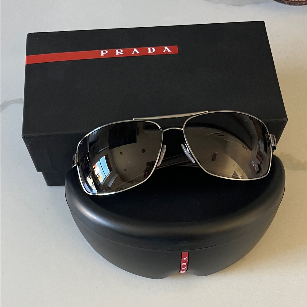 Prada Metallic Aviator Sunglasses
